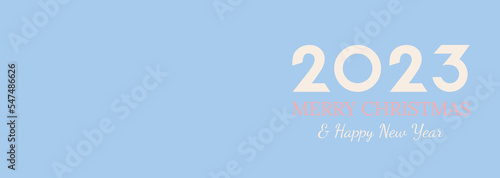2023 New Year minimalistic background on blue backgound. Merry Christmas flat style background