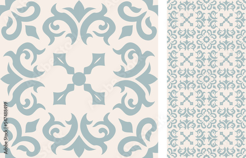 Seamless Azulejo tile. Portuguese and Spain decor. Ceramic tile. Seamless Floral pattern. Vector hand drawn illustration, typical portuguese and spanish tile