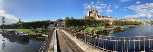 view from the bridge on Auxerre and the cathedral 