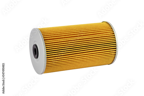 Oil filter on a white background. Isolate.Car filter closeup. Spare parts catalog.