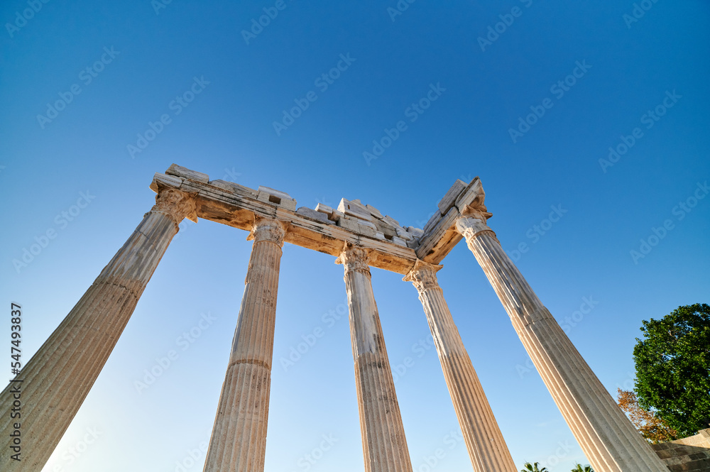 The remains of an ancient architectural monument the gate of Apollo