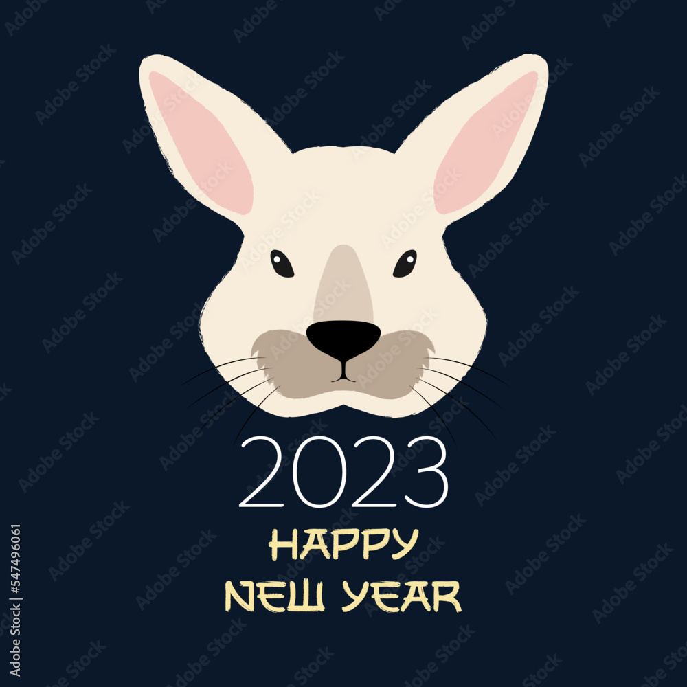 Greeting card template.Happy New Year greeting card. 2023 is the year of the rabbit.Vector illuistration Greeting card template.Happy New Year greeting card. 2023 is the year of the rabbit.Vector illuistration