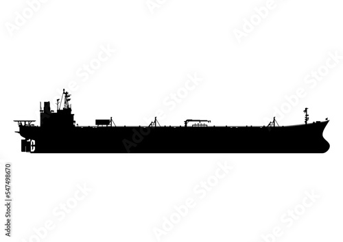 Oil tanker ship silhouette. One colour vector.