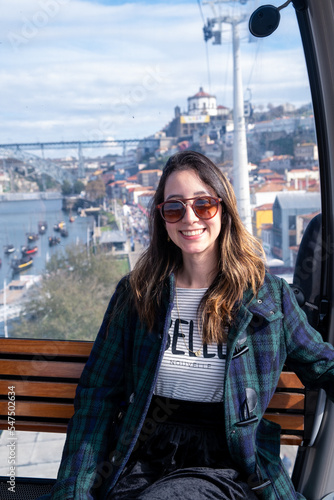 Young woman tourist in a cable car in Portugal © Otávio Pires