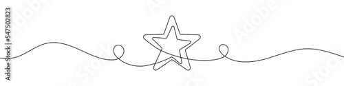Star in continuous line drawing style. Line art star icon. Vector illustration. Abstract background