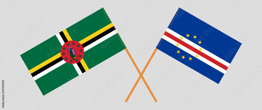 Crossed flags of Dominica and Cape Verde. Official colors. Correct proportion Crossed flags of Dominica and Cape Verde. Official colors. Correct proportion