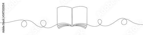 Book in continuous line drawing style. Line art of book icon. Vector illustration. Abstract background