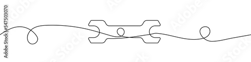 Wrench in continuous line drawing style. Line art of wrench icon. Vector illustration. Abstract background