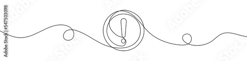 Exclamation mark in continuous line drawing style. Line art of an exclamation mark. Vector illustration. Abstract background