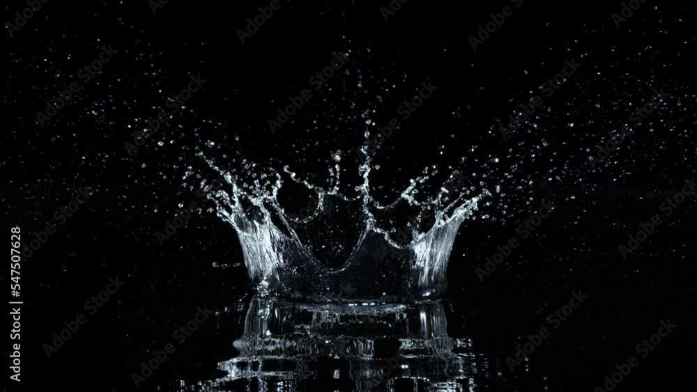 Super Slow Motion Shot of Water Crown Splash Isolated on Black Background at 1000fps. Super Slow Motion Shot of Water Crown Splash Isolated on Black Background at 1000fps.