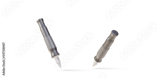 3d two Realistic tattoo machine pens. Vector illustration.