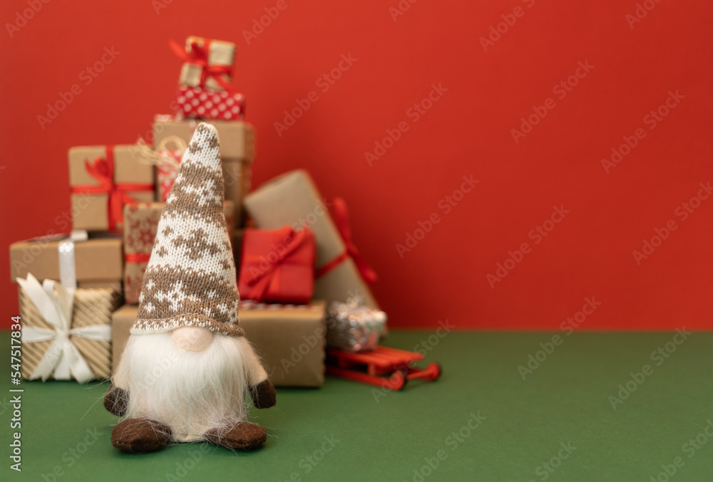 christmas gnome gonk on the craft wrapped gifts