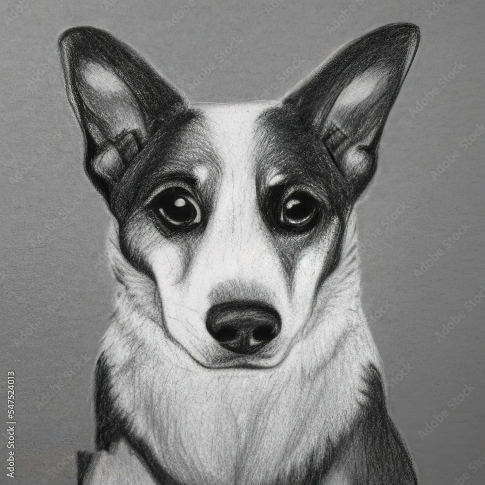 A cute pencil drawing of a dog Stock Illustration Adobe Stock