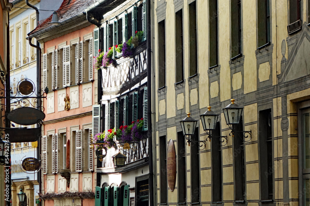 Fototapeta premium Bamberg Fassaden an der Dominikaner Straße
