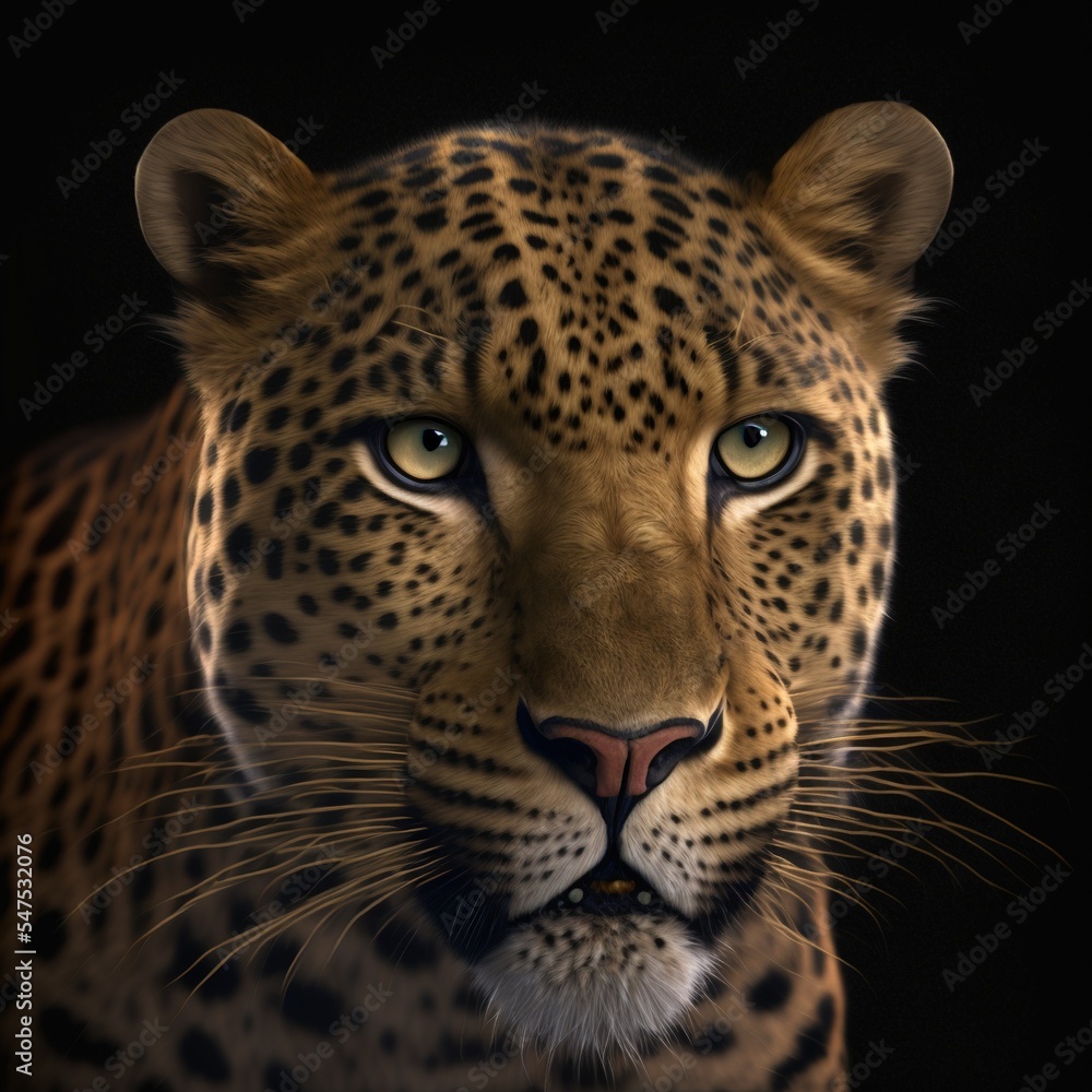 Perfekter Leopard isoliert auf schwarzem Hintergrund Perfekter Leopard isoliert auf schwarzem Hintergrund