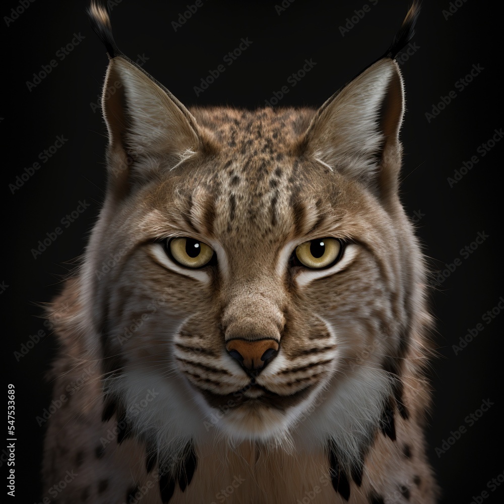 Perfekter Luchs isoliert auf schwarzem Hintergrund Perfekter Luchs isoliert auf schwarzem Hintergrund