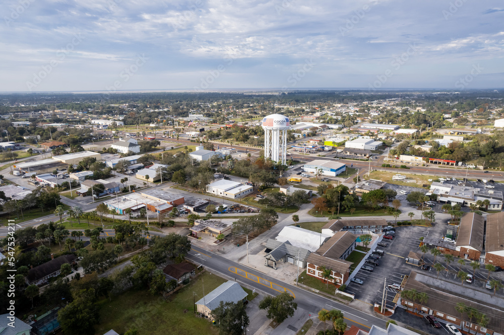Fototapeta premium Historic Cocoa Village Florida Aerial Drone View