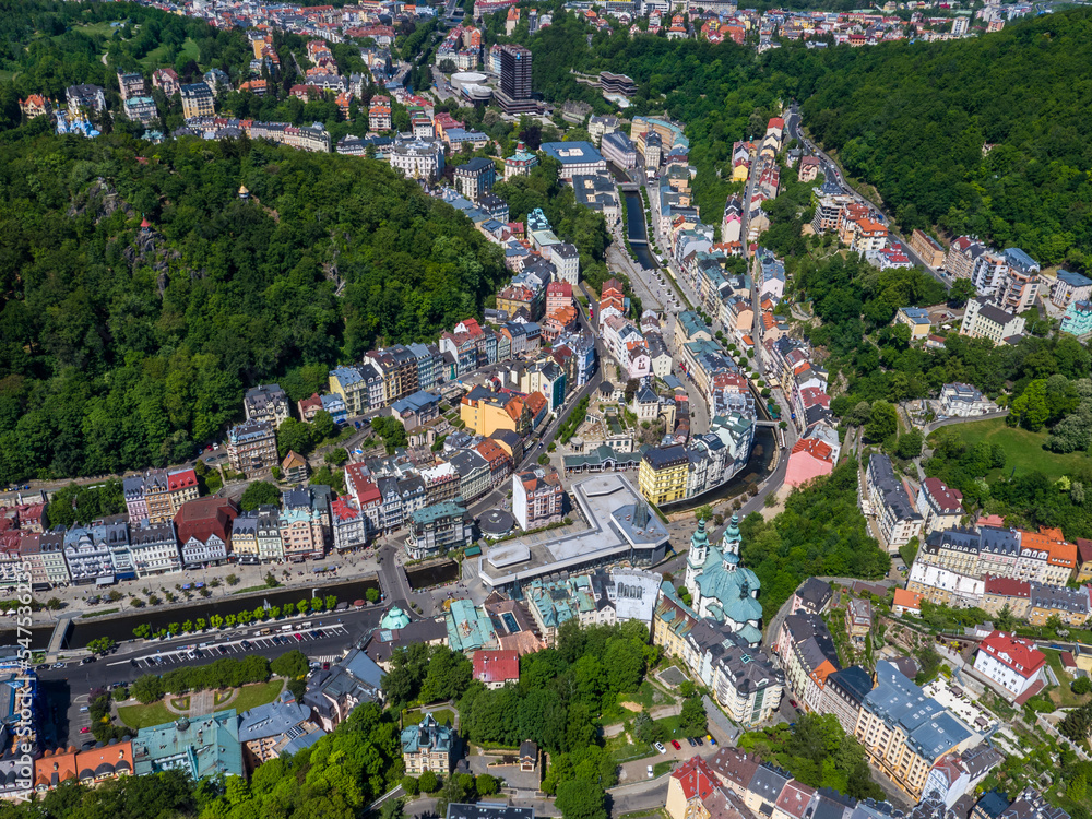 a view of karlovy from the sky