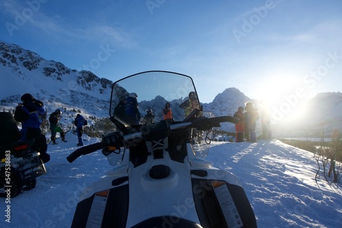 A view from onboard a Snowmobile