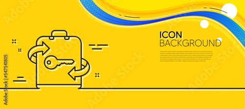 Luggage room line icon. Abstract yellow background. Baggage Locker sign. Travel service symbol. Minimal luggage line icon. Wave banner concept. Vector