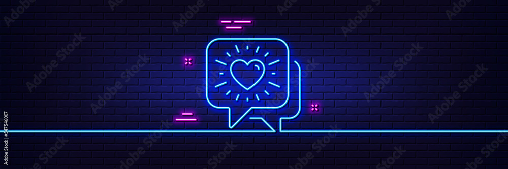 Neon light glow effect. Friends chat line icon. Friendship love sign. Assistance business symbol. 3d line neon glow icon. Brick wall banner. Friends chat outline. Vector Neon light glow effect. Friends chat line icon. Friendship love sign. Assistance business symbol. 3d line neon glow icon. Brick wall banner. Friends chat outline. Vector