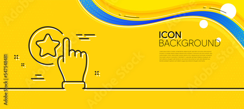 Rate button line icon. Abstract yellow background. Best ranking sign. Rating symbol. Minimal rate button line icon. Wave banner concept. Vector