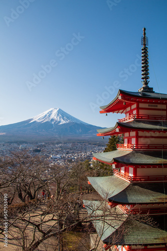 Chureito Pagoda with a clear view on Mount Fuji