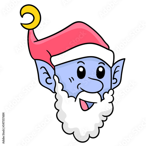 Vector illustration of a cute cartoon character of a troll Santa