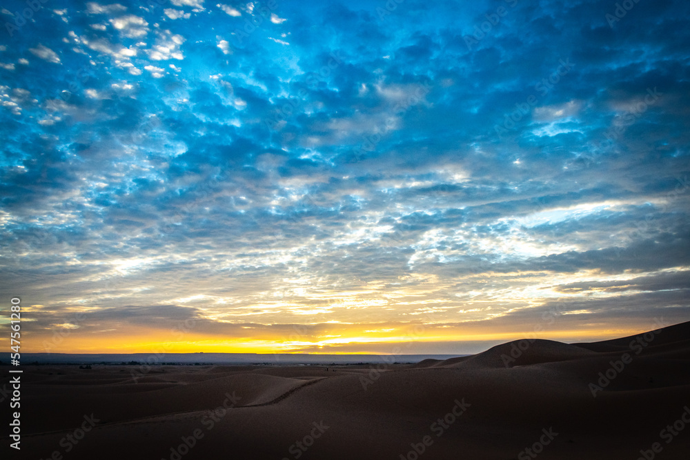 sunrise over sand dunes of erg chebbi, merzouga, morocco, desert, north africa, sahara