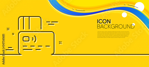 Credit card line icon. Abstract yellow background. Bank money payment sign. Non-cash pay symbol. Minimal card line icon. Wave banner concept. Vector