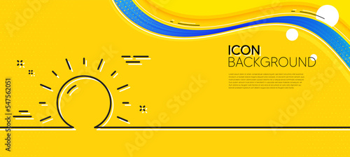 Sunny weather forecast line icon. Abstract yellow background. Summer sun sign. Minimal sunny weather line icon. Wave banner concept. Vector