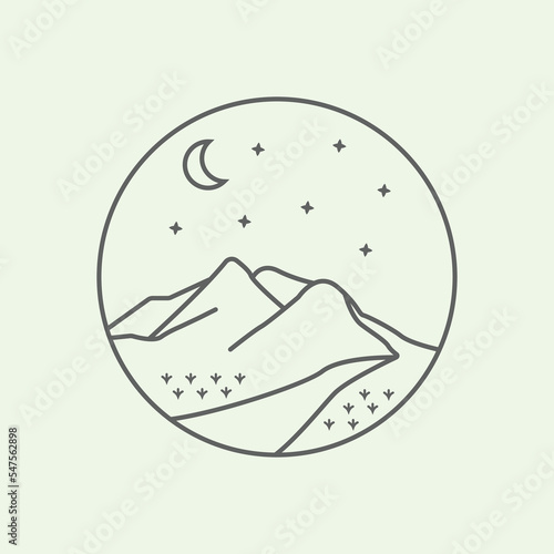 adventure hills line art logo design minimalist illustration icon