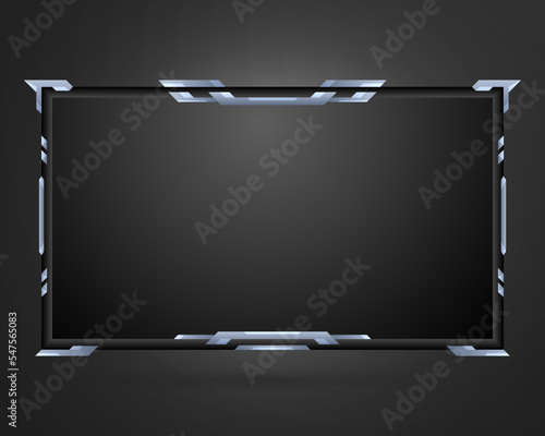 Stream overlay webcam video interface screen border frame with metal borders