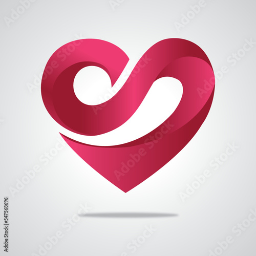 3d red heart love shape vector