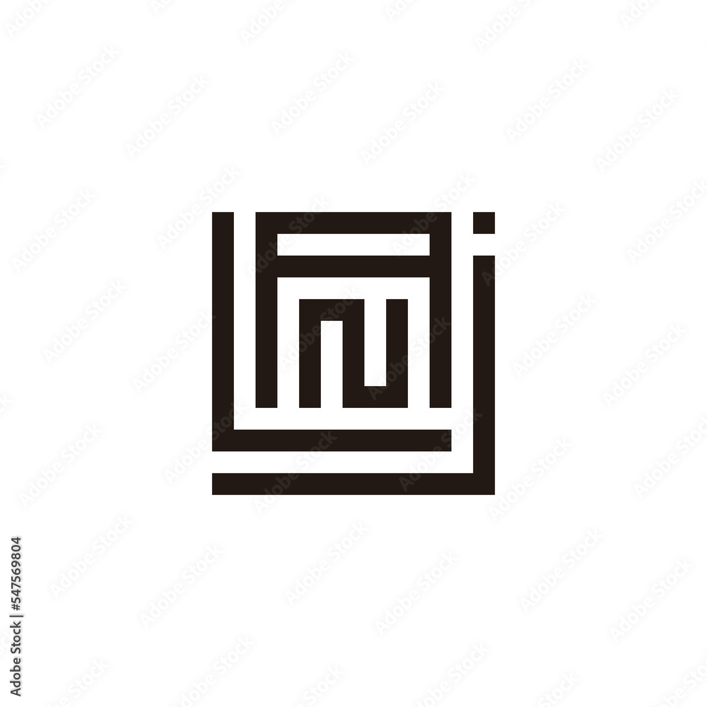 Letter j, L, A and N, square geometric symbol simple logo vector Stock ...