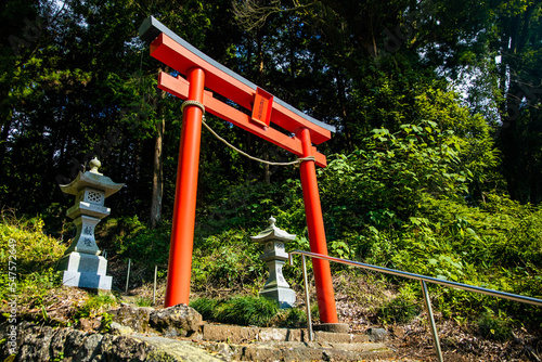 Murayama Sengen Shrine torii entrance red gate in Japan