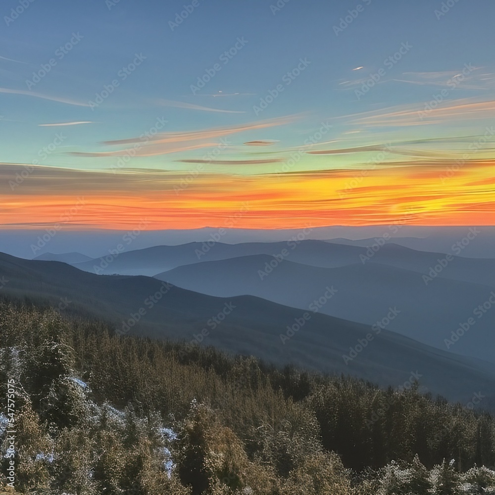 sunset in the mountains