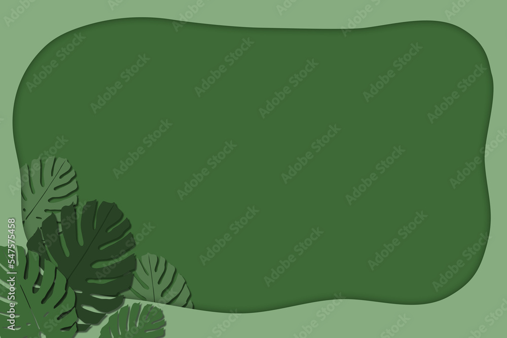 Fototapeta premium Paper cut green nature background abstract design leaves decoration 