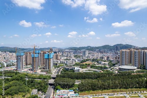 Aerial scenery of Shiyan Street, Baoan District, Shenzhen, China