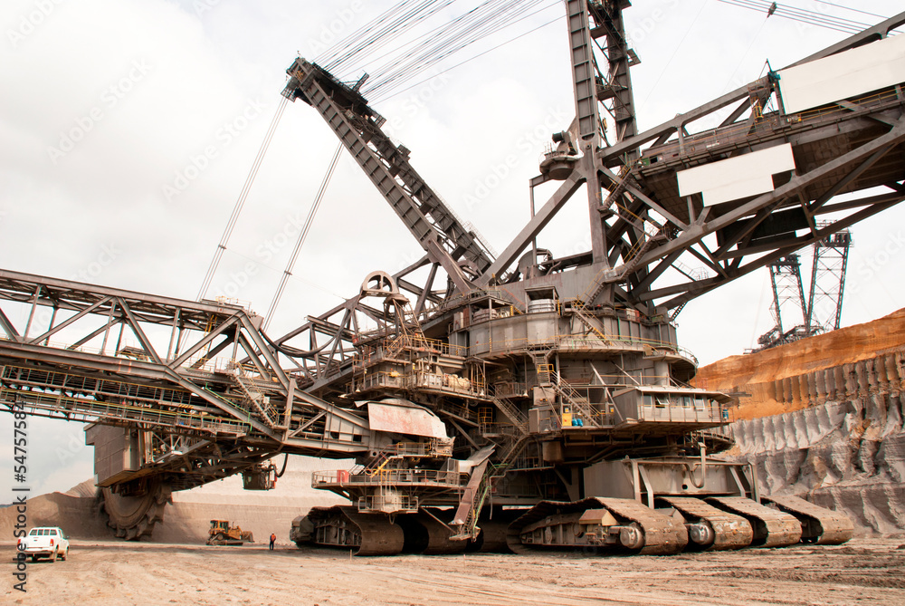 A large bucket wheel excavator in a lignite quarry, Germany A large bucket wheel excavator in a lignite quarry, Germany