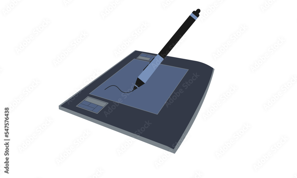 Obraz premium tablet vector image with drawing pen.