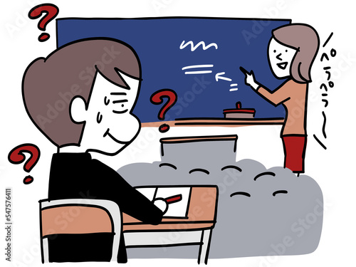 教室の授業についていけない男子学生