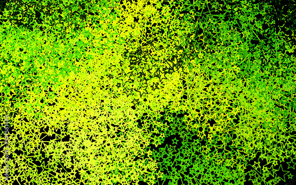 Fototapeta premium Dark Green, Yellow vector backdrop with small and big stars.