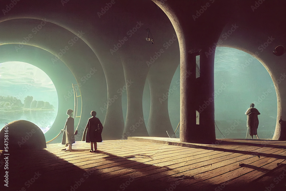 A gorgeous ethereal digital matte painting in the style of the classic video game 'Myst'.