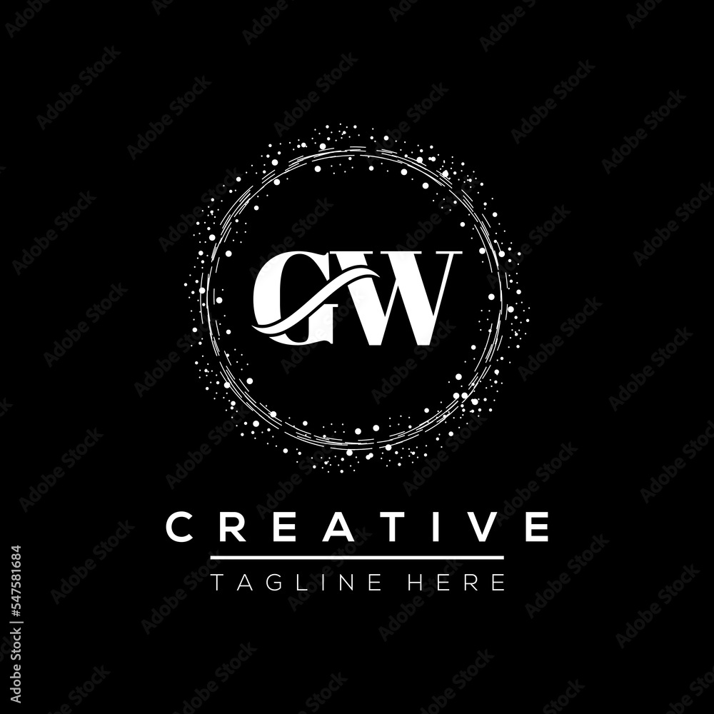 Fototapeta premium Initial Letter GW logo template. Monnogram, delicate floral design ,Vector design