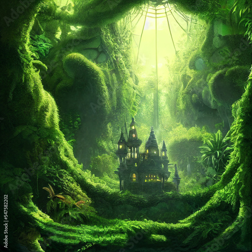 weird jungle fantasy castle