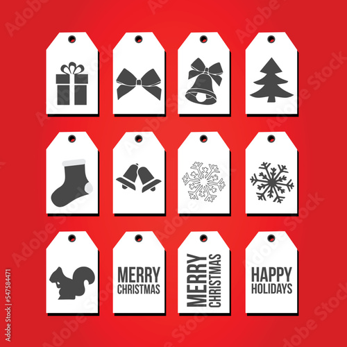 Set of tags with Christmas elements