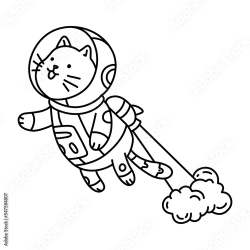 Astronaut Cat Coloring Page