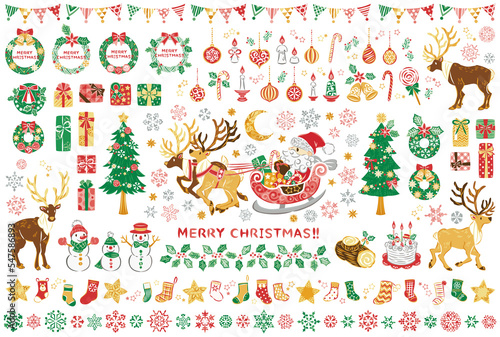クリスマス　サンタクロース　イラスト素材セット	