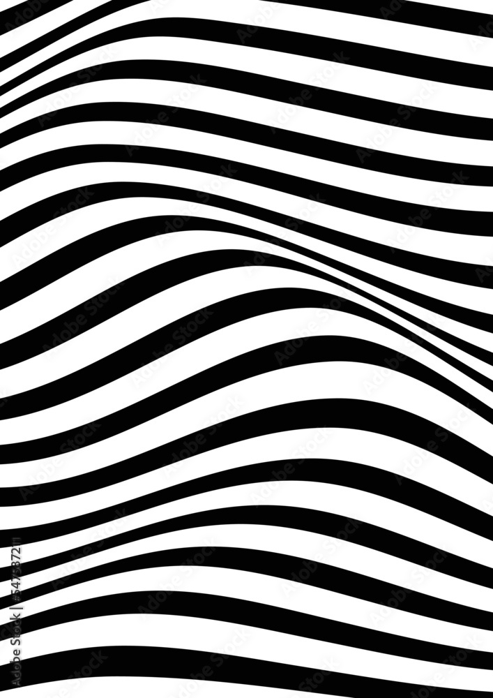 Fototapeta premium Black and White Wavy Strip Lines Background Template Design